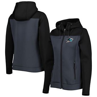 Women's Antigua Black/Gray San Jose Sharks Protect Full-Zip Jacket