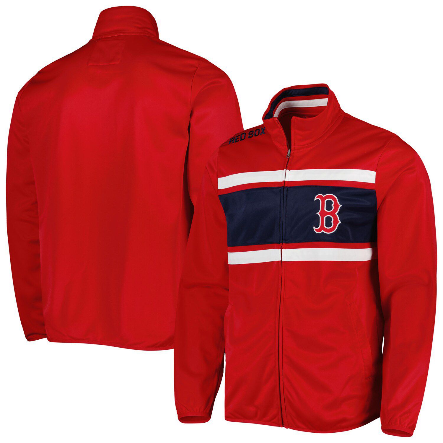 Men's Boston Red Sox Mitchell & Ness Navy/Red Game Day Full-Zip Windbreaker Hoodie  Jacket