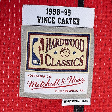 Men's Mitchell & Ness Vince Carter Purple/Red Toronto Raptors Hardwood Classics 1998-99 Split Swingman Jersey