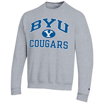 Men's Champion Heather Gray BYU Cougars High Motor Pullover Sweatshirt