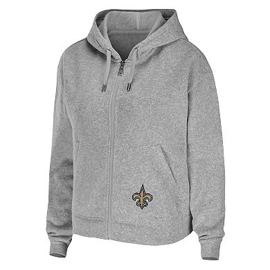 Women's WEAR by Erin Andrews Heathered Gray New Orleans Saints Team Full-Zip Hoodie