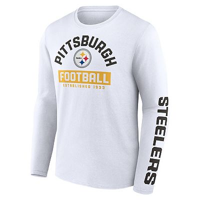 Men s Fanatics Branded Black White Pittsburgh Steelers Long and Short Sleeve Two Pack T Shirt