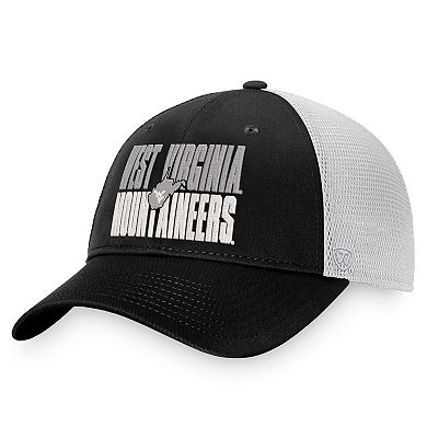 Men's Top of the World Black/White West Virginia Mountaineers Stockpile Trucker Snapback Hat