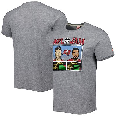 Men s Homage Tom Brady Mike Evans Heather Gray Tampa Bay Buccaneers NFL Jam Tri Blend T Shirt