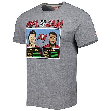 Men's Homage Tom Brady & Mike Evans Heather Gray Tampa Bay Buccaneers NFL Jam Tri-Blend T-Shirt