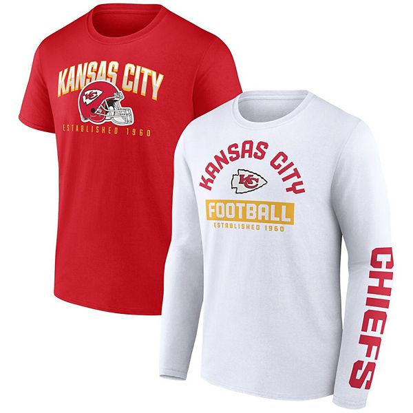 Men's Fanatics Branded Red/White Kansas City Chiefs Long and Short Sleeve  Two-Pack T-Shirt