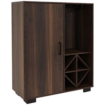 Sunnydaze Lavina Wine Cabinet with Glass and Bottle Storage Shelves