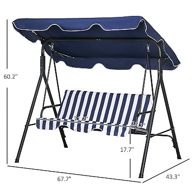 Outsunny 3-Seat Outdoor Patio Swing Chair w/ Tilt Canopy Cushion