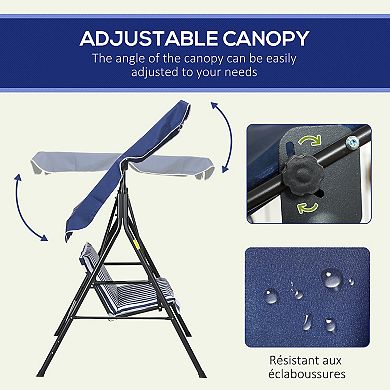 Outsunny 3-Seat Outdoor Patio Swing Chair w/ Tilt Canopy Cushion