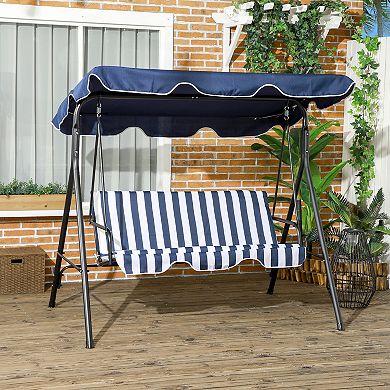 Outsunny 3-Seat Outdoor Patio Swing Chair w/ Tilt Canopy Cushion