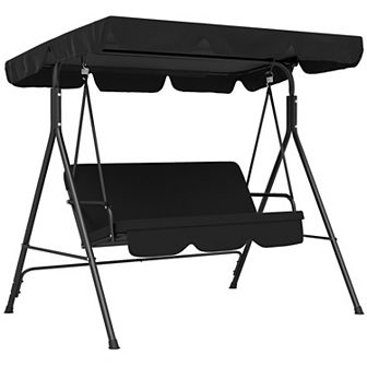 Outsunny Porch Swing Chair With Canopy, 3-seat Patio Swing Chair