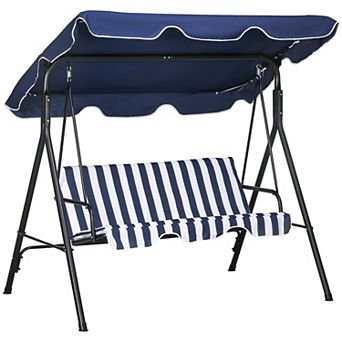 Outsunny Porch Swing Hammock Bench Chair, Steel 3-Seat, Canopy