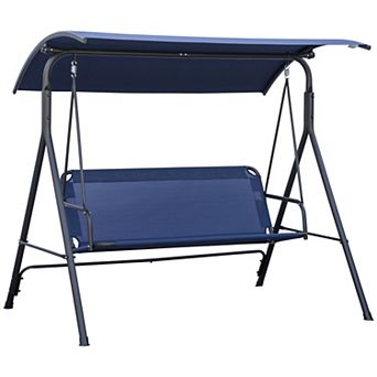 Outsunny 3-Seat Outdoor Patio Swing w/ Canopy & Cushion, 2