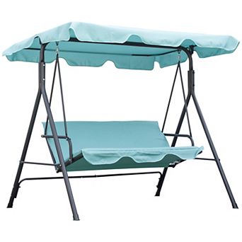 Outsunny 3-Seat Outdoor Patio Swing w/ Canopy & Cushion, 2