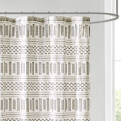 INK+IVY Rhea Farmhouse Cotton Clipped Jacquard Shower Curtain