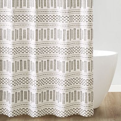 INK+IVY Rhea Farmhouse Cotton Clipped Jacquard Shower Curtain