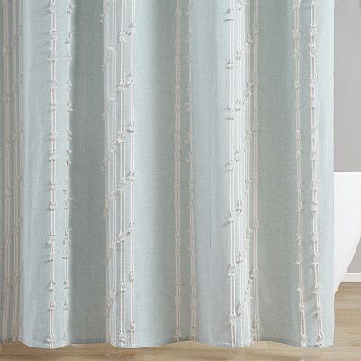 INK+IVY Kara Cotton Stripe Jacquard Shower Curtain