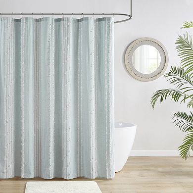 INK+IVY Kara Cotton Stripe Jacquard Shower Curtain