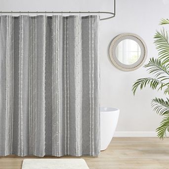 INK+IVY Kara Cotton Stripe Jacquard Shower Curtain