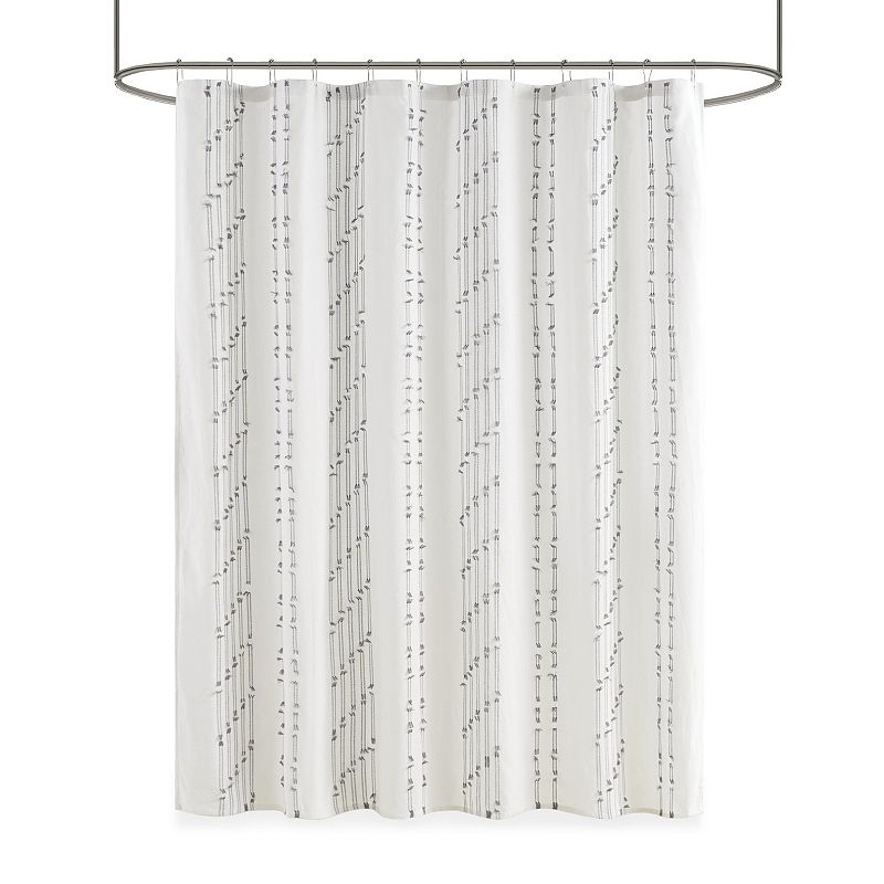 INK+IVY Kara Cotton Stripe Jacquard Shower Curtain, Beig/Green, 72X72