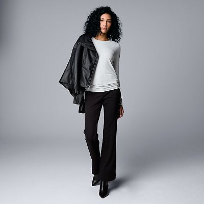 Women's Simply Vera Vera Wang Side Ruched Long Sleeve Tee