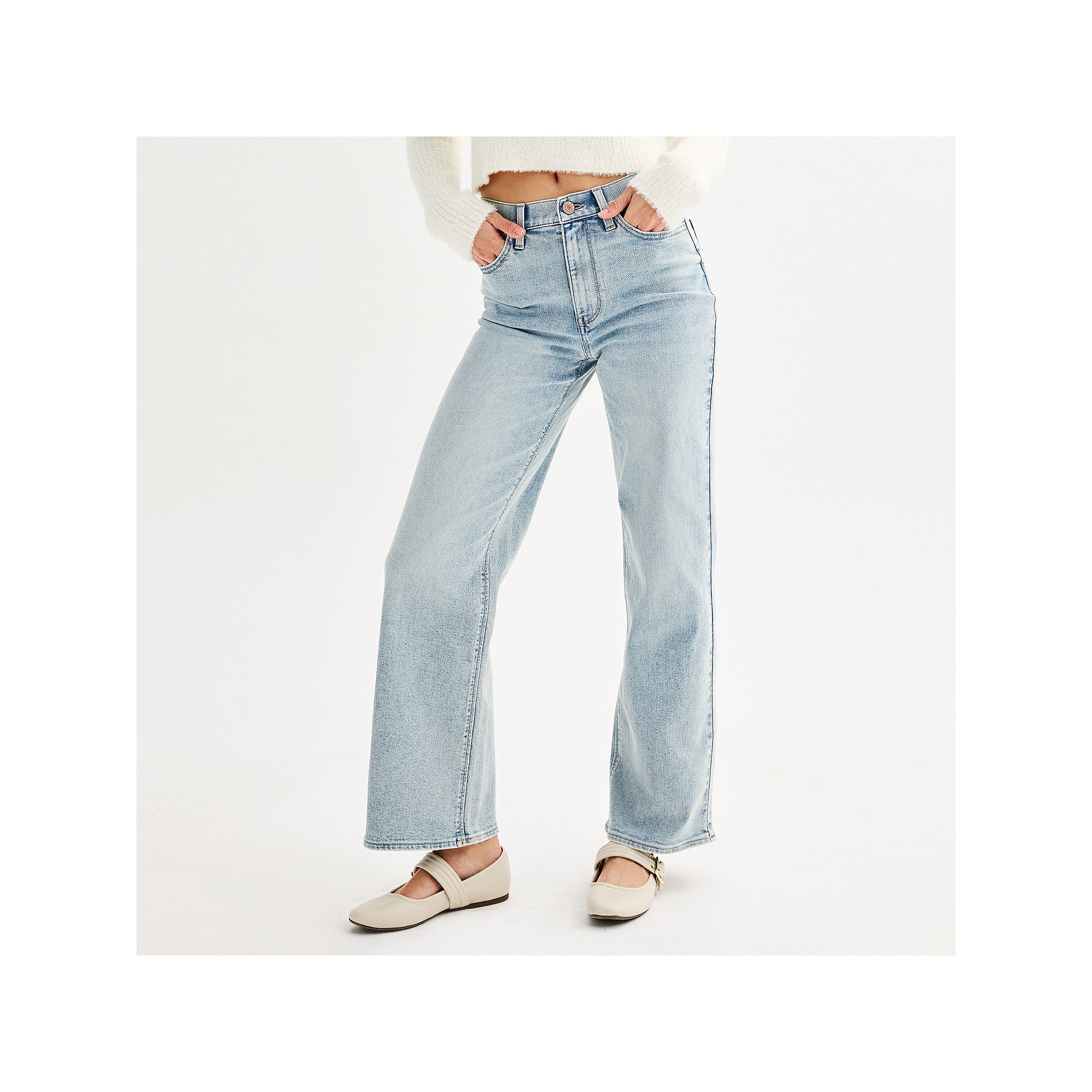 Juniors SO® High-Rise Wide-Leg Jeans, Girls, Size: 15, Light