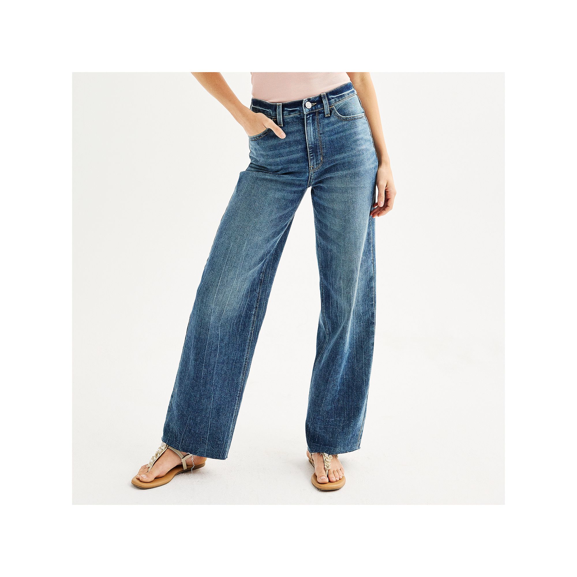 Juniors SO® High-Rise Wide-Leg Jeans, Girls, Size: 0, Medium Tint