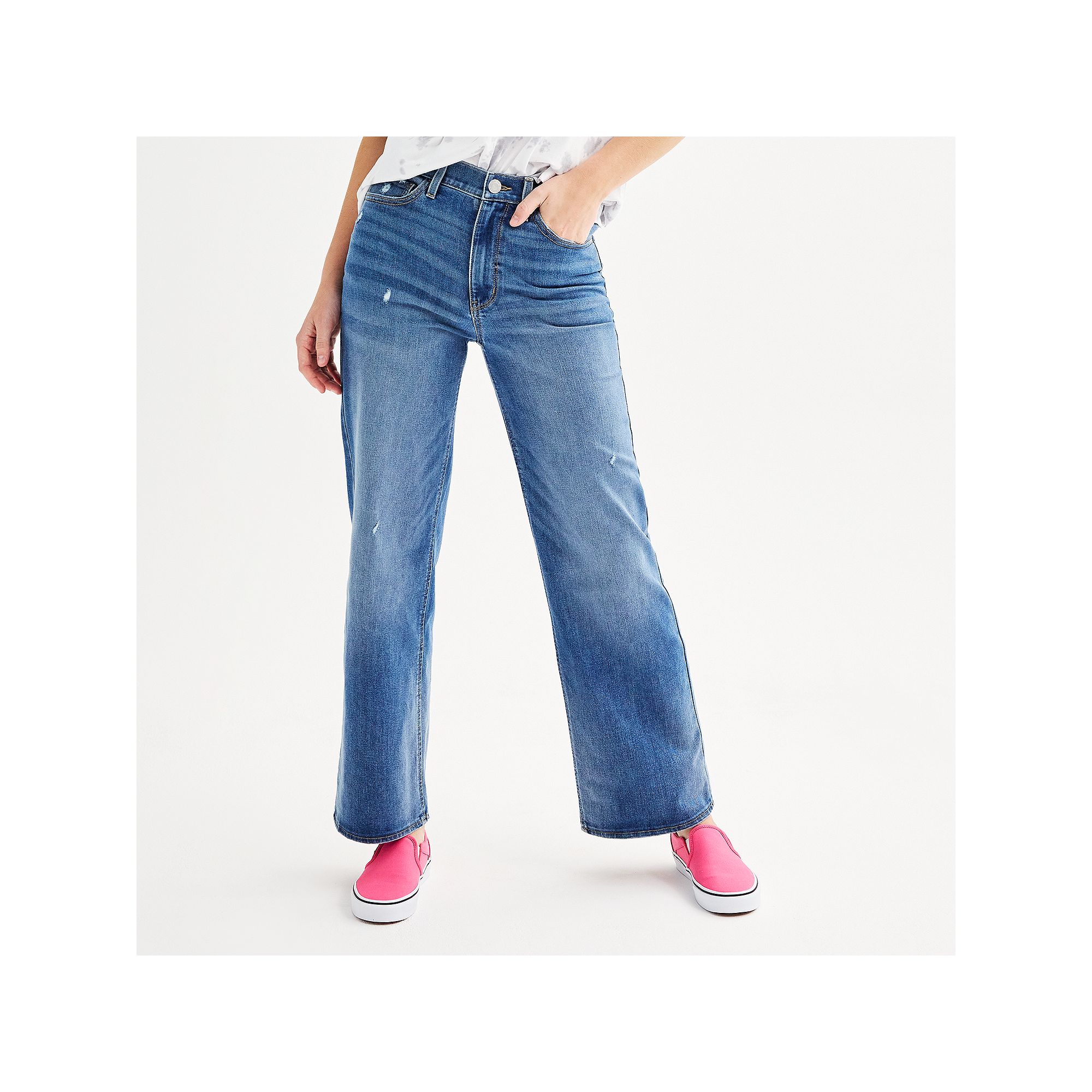 Juniors SO® High-Rise Wide-Leg Jeans, Girls, Size: 0, Medium Blue