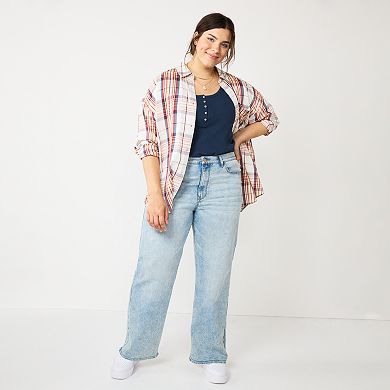 Juniors' Plus Size SO® High Rise Wide Leg Jeans