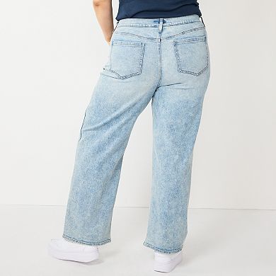 Juniors' Plus Size SO® High Rise Wide Leg Jeans