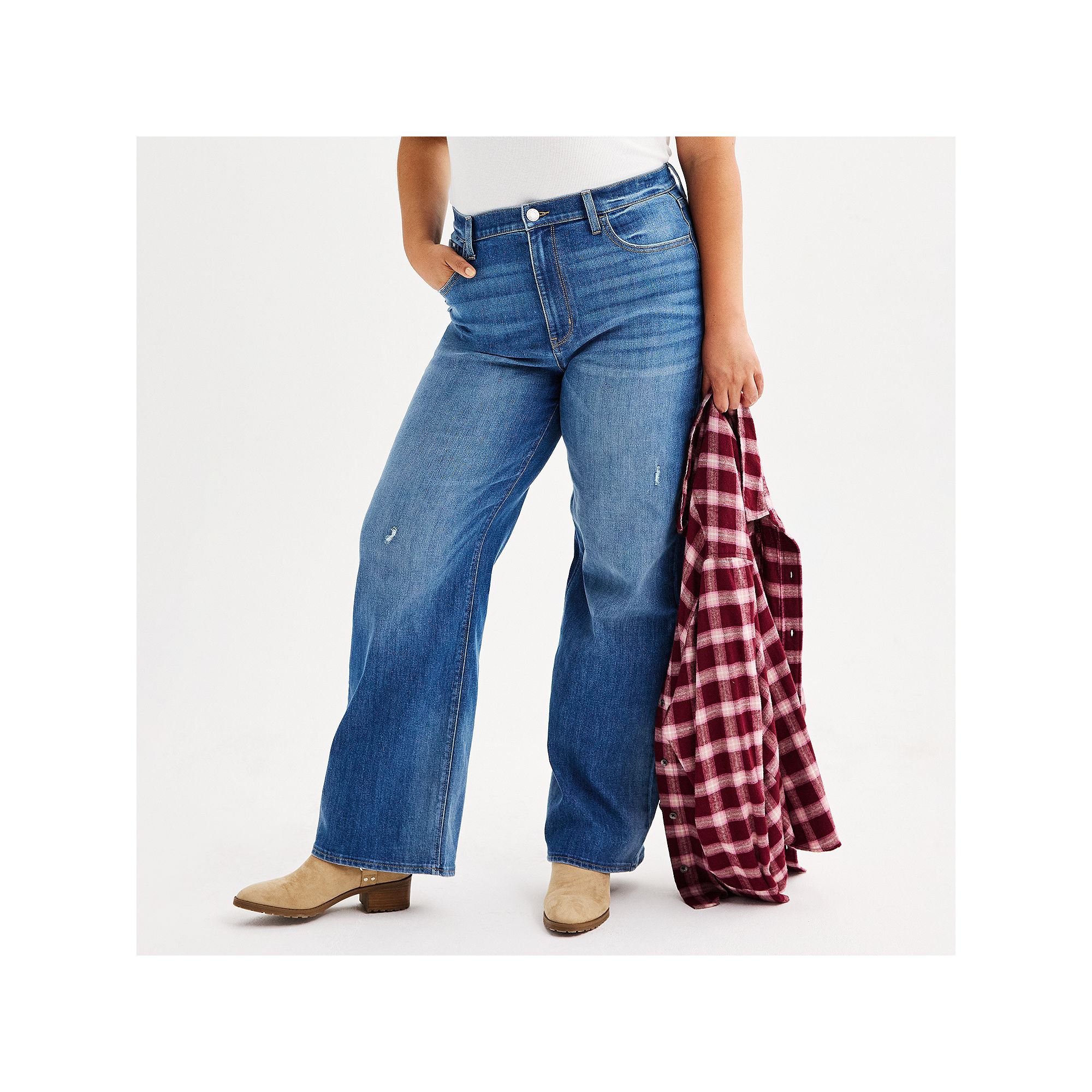 Juniors Plus Size SO® High Rise Wide Leg Jeans, Womens, Size: 22, Medium
