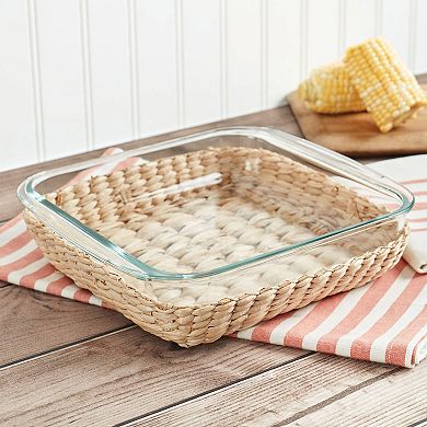 Dolly Parton Square Glass Baker with Wicker Basket