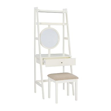 Linon Lilymae Leaning Vanity Floor Decor & Stool 2-piece Set