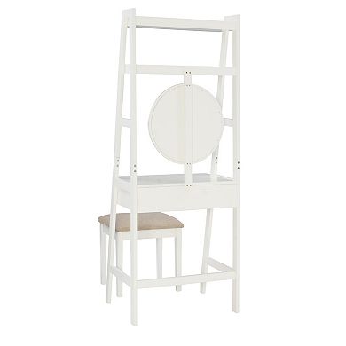 Linon Lilymae Leaning Vanity Floor Decor & Stool 2-piece Set