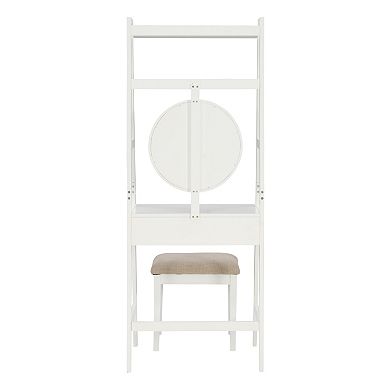 Linon Lilymae Leaning Vanity Floor Decor & Stool 2-piece Set