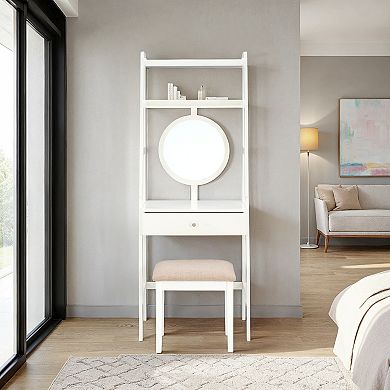 Linon Lilymae Leaning Vanity Floor Decor & Stool 2-piece Set