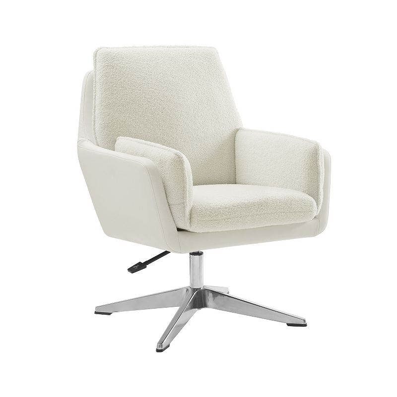 Linon Marion Swivel Arm Chair, White