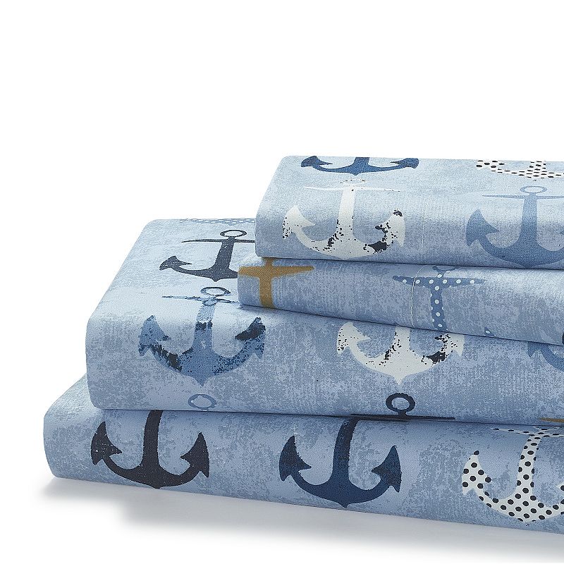 Harper Lane Anchors Away 4-piece Sheet Set, Blue, FULL SET