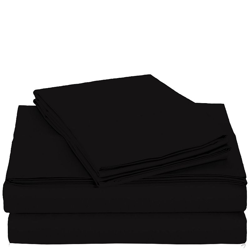 Harper Lane Solid Sheet Set or Pillowcase Pair, Black, Queen Set