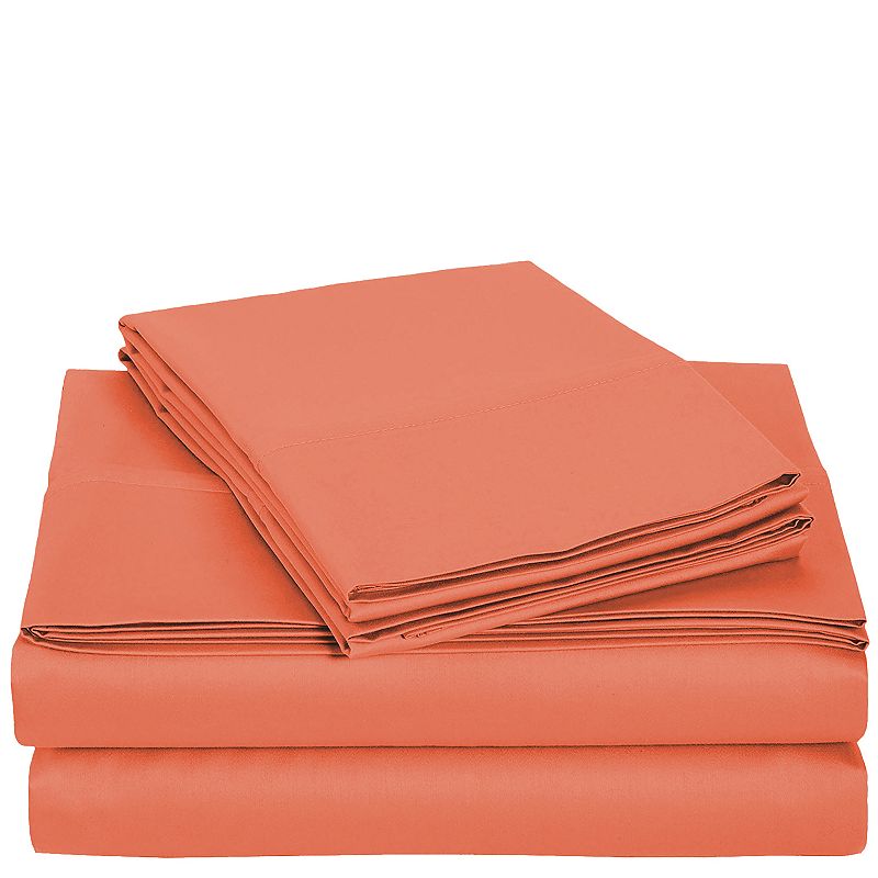 Harper Lane Solid Sheet Set or Pillowcase Pair, Orange, Queen Set
