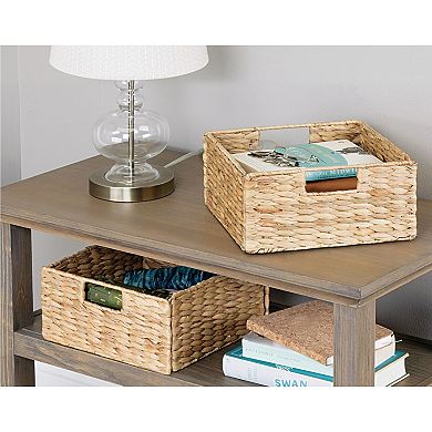 mDesign Woven Hyacinth Bin Basket Organizer with Handles - 4 Pack