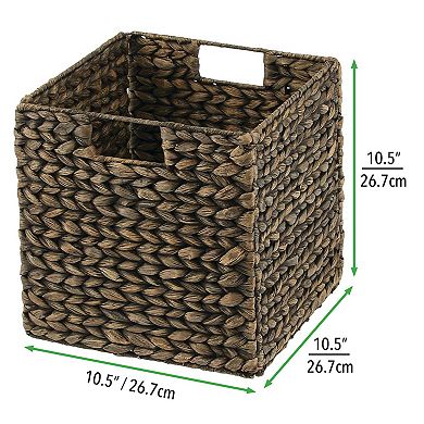 mDesign Woven Hyacinth Bin Basket Organizer with Handles - 4 Pack