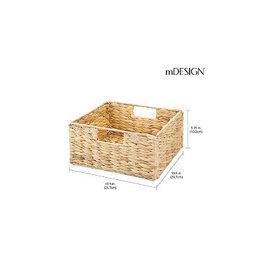 mDesign Woven Hyacinth Bin Basket Organizer with Handles - 4 Pack