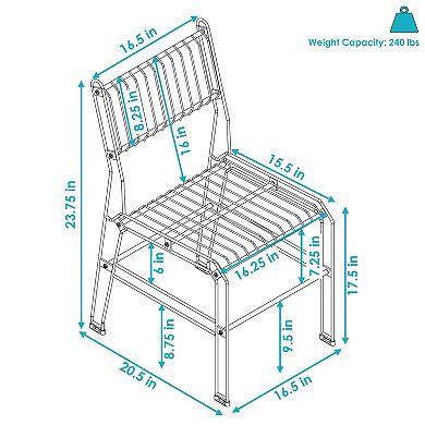 Sunnydaze Indoor And Outdoor Steel Wire Dining Chair - Black