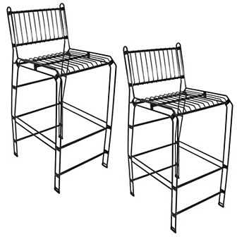 Sunnydaze Steel Wire Indoor and Outdoor Bar Chair - Black
