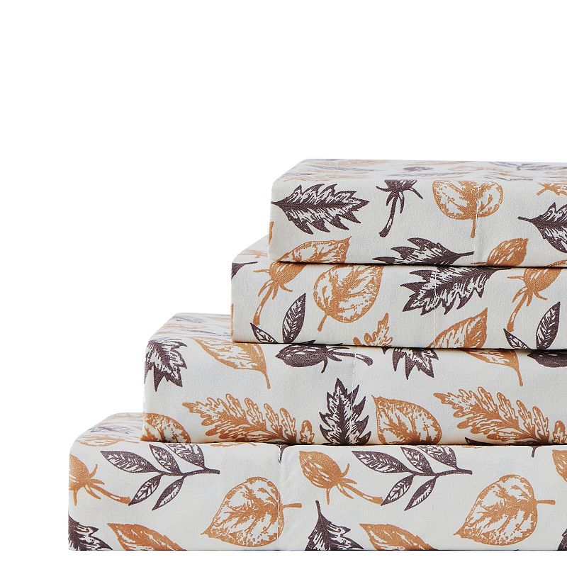 Harper Lane Autumn Leaves Sheet Set or Pillowcase Pair, White, Twin