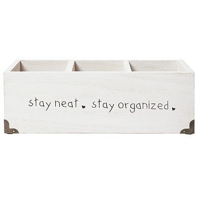 American Art Decor Stay Neat Stay Organized 3-Cubby Desk Organizer Table Decor