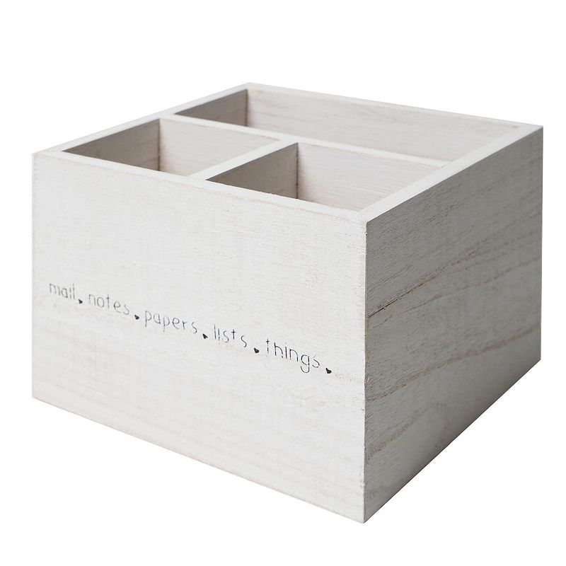 American Art Decor Mail Notes Lists 3-Cubby Desk Organizer Table Decor, Whi