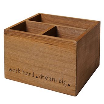 American Art Décor Work Hard Dream Big 3-Cubby Desk Organizer Table Decor