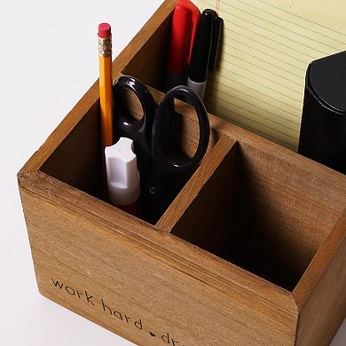 American Art Décor Work Hard Dream Big 3-Cubby Desk Organizer Table Decor